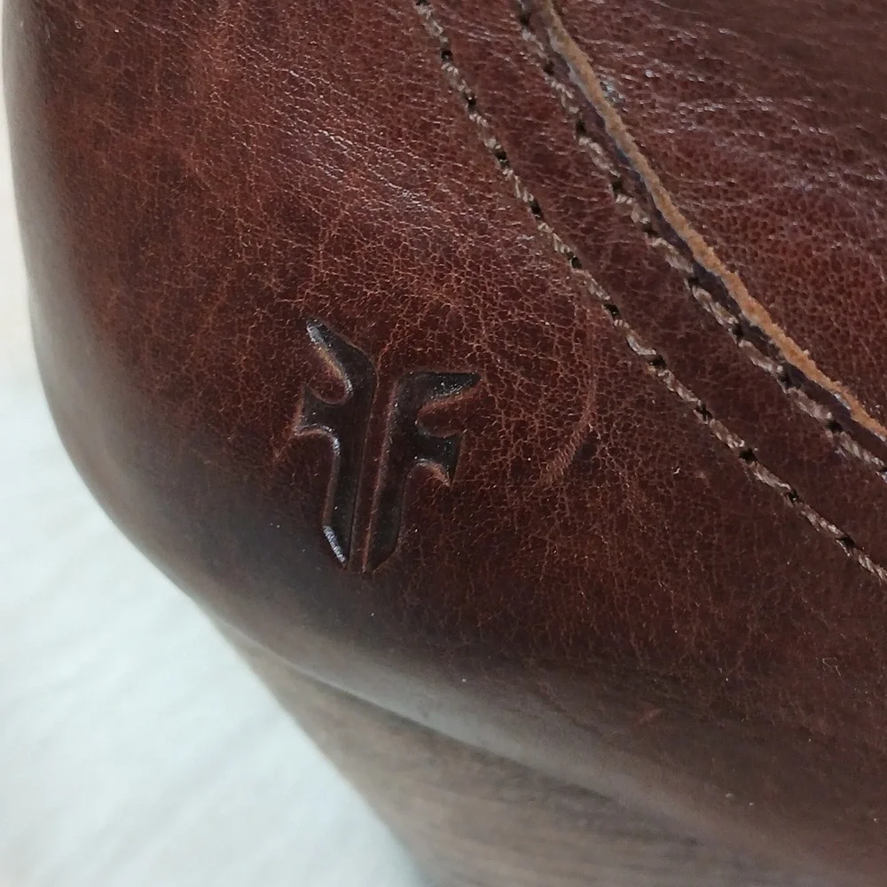 Frye Rich Brown Leather Ankle Booties Women's Sz 8.5 - Picture 4 of 12